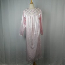 Vintage Erika Taylor Lace Trim Embroidered Satin Nightgown - Pink, Medium 9664