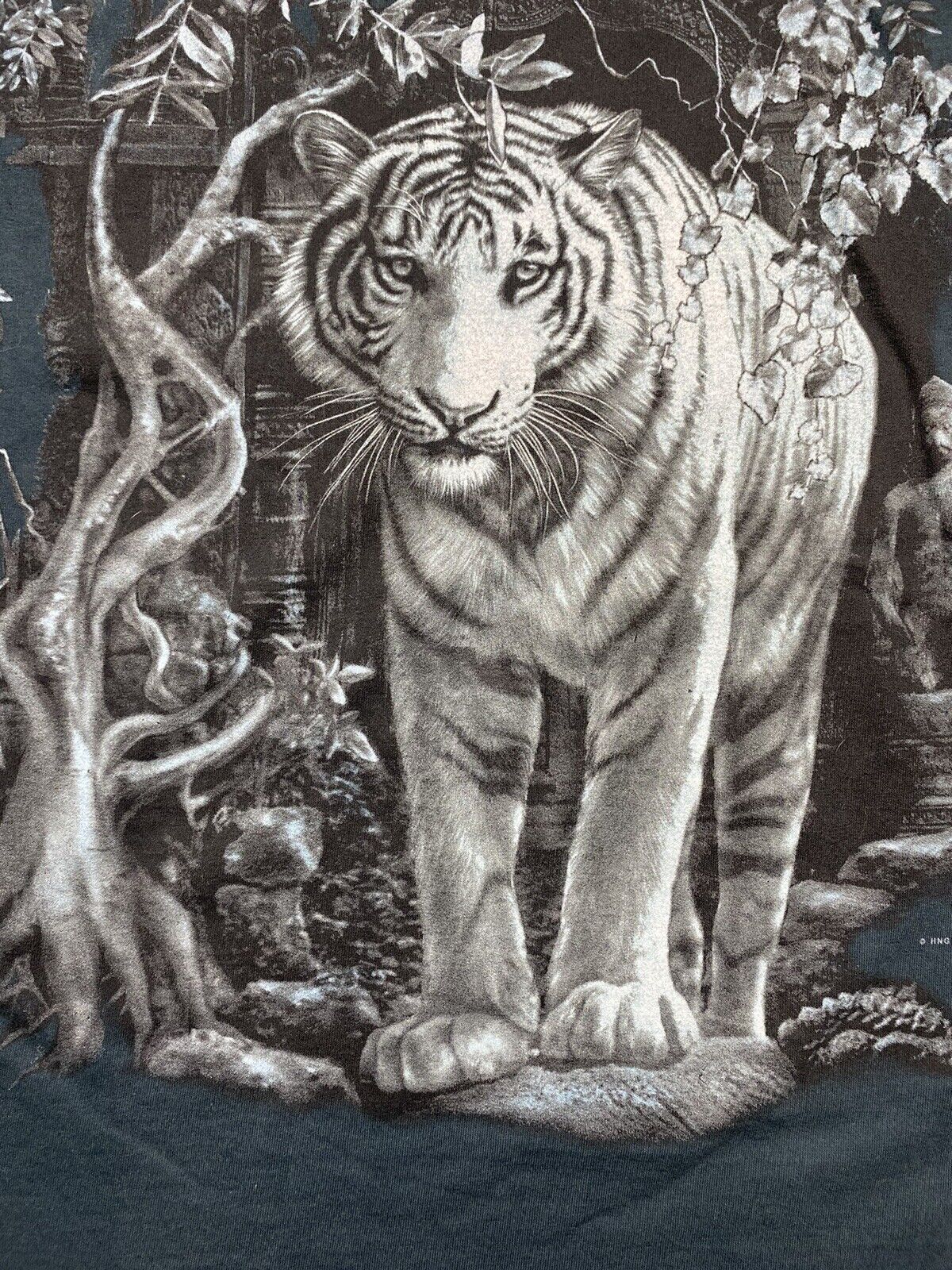 Vintage Single Stitch T Shirt White Tiger XL Made… - image 4