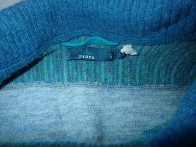 Prana Wool Pullover Eleanor Sweater Turtle Neck Pocket Blue Stripe Sz S |  eBay