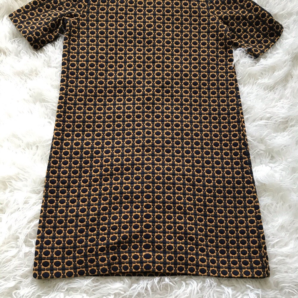 Loft Geometric Pattern Gold-Navy Shift Dress - image 8