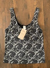 Cliche VTG Black Rose Cami Camisole Lingerie Gray Lightweight NWT NEW
