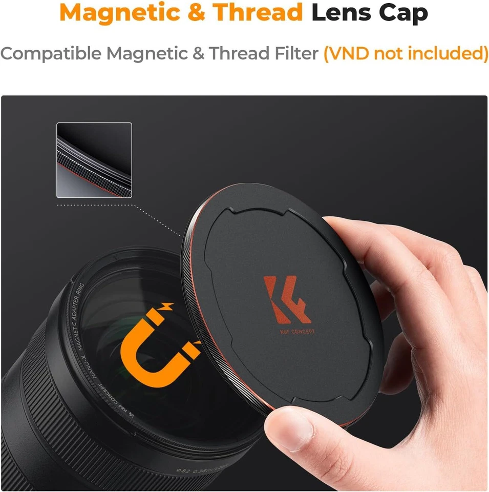 K&F Concept 5in1 Magnetic Lens Filter Kit CPL+ ND8+ ND64+ Lens Cap+ Adapter Ring - Image 4 of 4