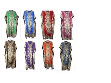 Women's Kaftan Maxi Dress Long Loose Hippy Boho Casual Caftan Tunic Night-Dress