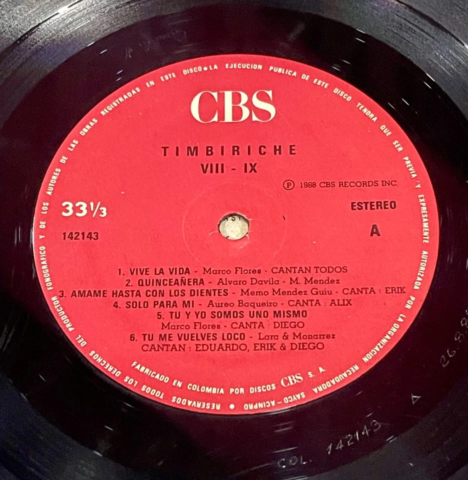 Timbiriche ‎– VIII - IX - CBS 1988 - Thalia, Paulina Rubio Foto 4 de 4