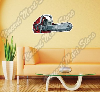 Chainsaw Chain Saw Lumberjack Logging Wall Sticker Room Interior Decor ...