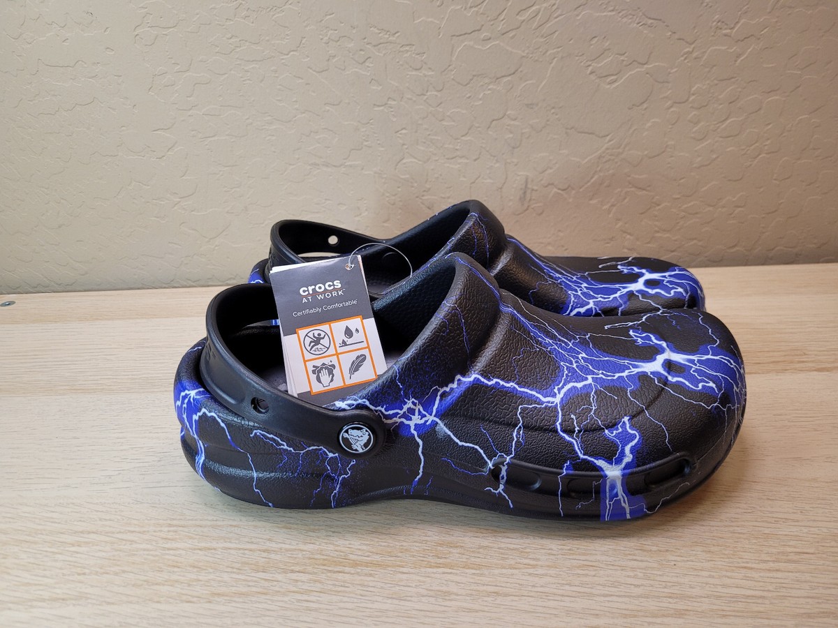 Crocs Bistro Slip Resistant Work Clogs Black Lightning Bolts  display picture 1
