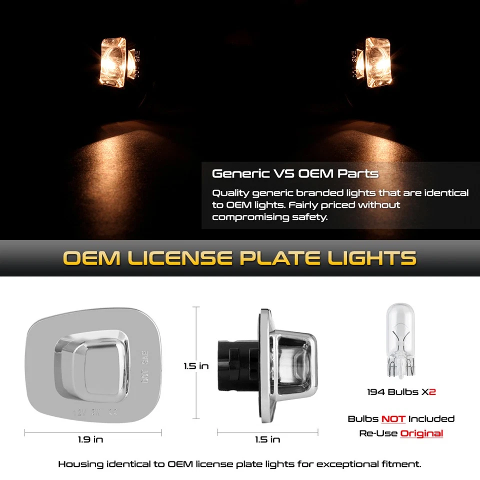 GMC C/K 1500 2500 3500 Chrome Tag Lights Bumper License Plate Lamps Replacement Foto 2 de 4