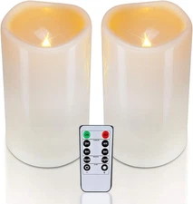Homemory 4" x 6" Large Waterproof Outdoor Flameless Candles, 4x6, Dark Ivory 