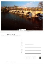 Europe Czech Republic Prague Charles Bridge Vltava River Prague Castle Postcard