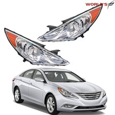For Hyundai Sonata 2011-2014 Chrome Housing Amber Corner Halogen Headlights Pair For Hyundai Sonata 2011-2014 Chrome Housing Amber Corner Halogen Headlights Pair