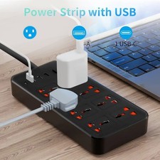Surge Protector Power Strip 8 Outlets 3 USB 1 C Port for Main Electric Devices