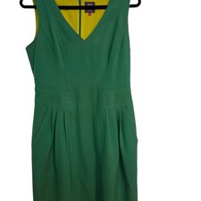 Vince Camuto Women's Lined Bodice V Neck Sheath Dress Green Size 8 New No Tags 