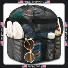 Mesh Shower Caddy Portable with Drawstring 8-Pocket Collapsible Tote