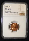 1948 LINCOLN WHEAT CENT NGC MS 66 RD