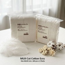 Tampons en coton MUJI maquillage du visage bio coupe écru 180 pièces x 2 paquets