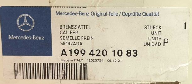New OEM Mercedes RH Rear Brake Caliper 2005-2009 McLaren SLR Red 1994201083