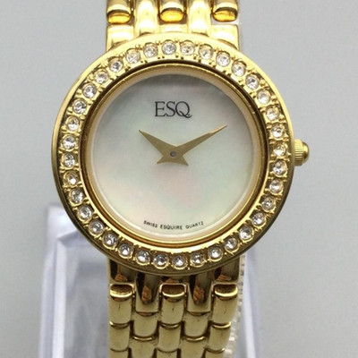 ESQ Esquire Womens Watch 26mm Gold Tone Crystals MOP Dial New Battery 6''