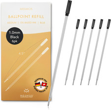 6 Pack Cross Compatible Pen Refills Ballpoint Black Ink, 1Mm Medium
