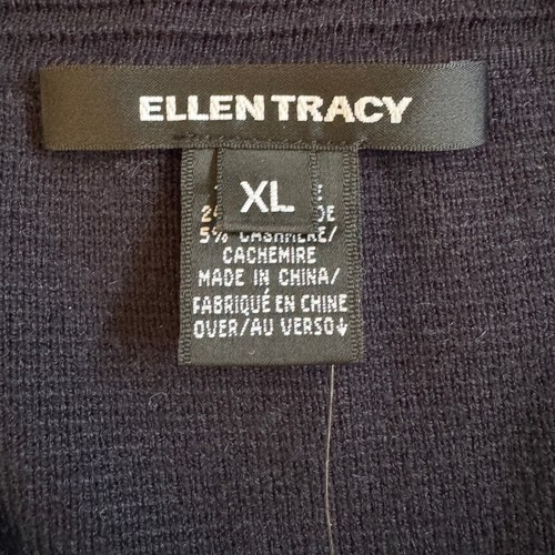 Ellen Tracy Cashmere Blend Beaded Sweater Jacket NWT NEW Size XL Navy Blue Soft - Picture 6 of 12