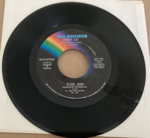 ELTON JOHN “Honky Cat” MCA 60166 Record 45 RPM Vinyl FREESHIP