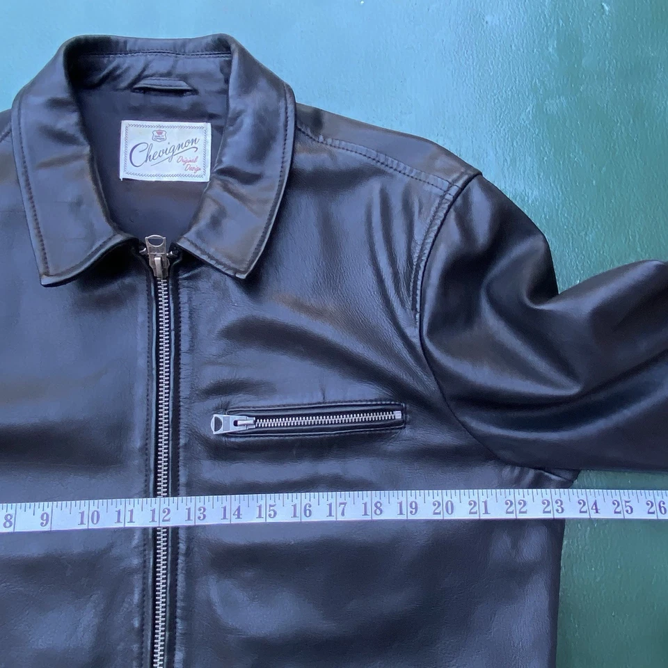 Vintage Chevignon Leather Biker Jacket Men’s XL Bomber James Dean Indie Sleaze - Image 2 of 4