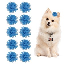 1.97" Dog Hair Bows Flower with Clips Blue 10Pcs