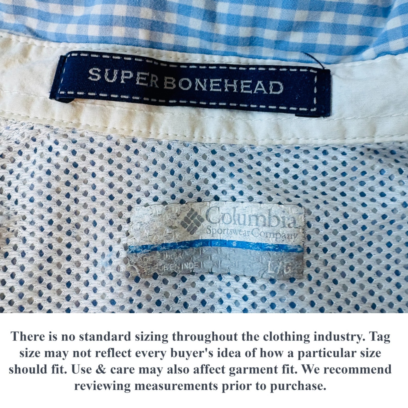 Columbia Womens Super Bonehead Tunic Dress Blue Gingham Fishing Long Sleeve L thumbnail 9