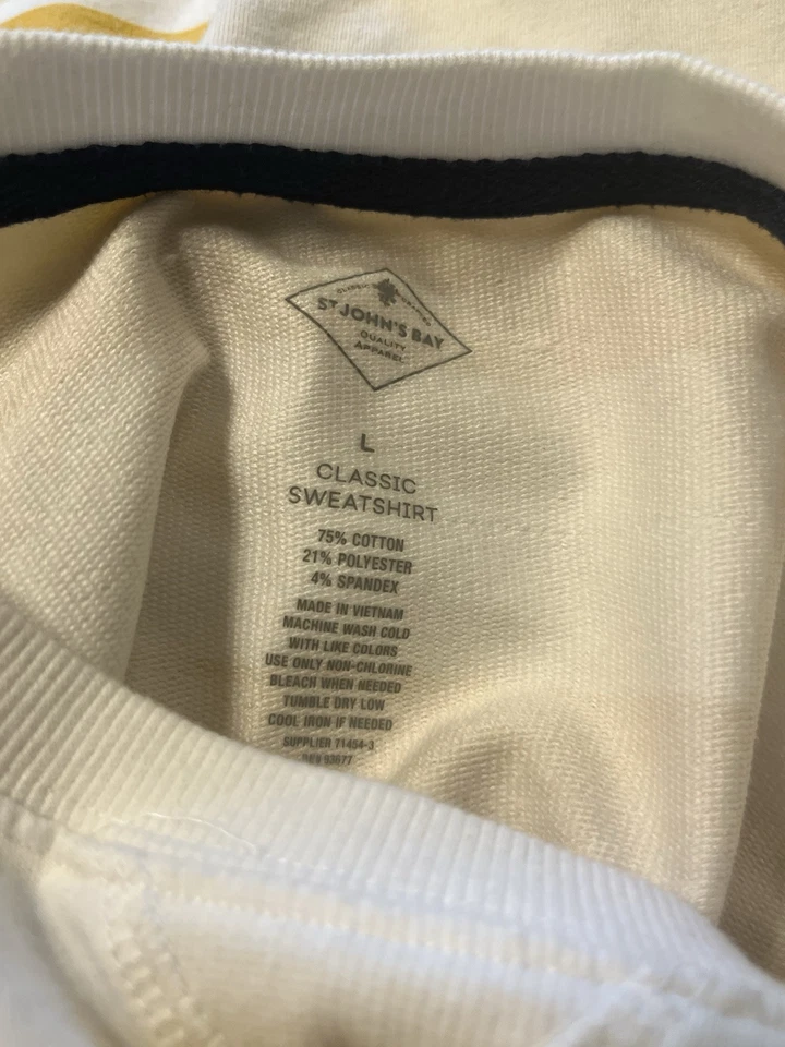 Sudadera para mujer St. John's Bay L clásica mezcla de algodón a rayas amarillas Foto 4 de 4