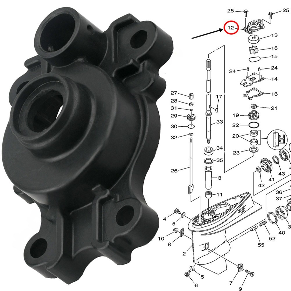 Alloggiamento pompa acqua fuoribordo Keen Fitment per kayak e barche 66T4431100