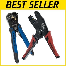 Ratcheting Crimper and Self-Adjusting Wire Stripper - Ergonomic 2-Piece Set