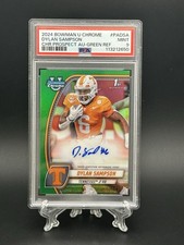 Dylan Sampson Autograph #PA-DSA 2024 Bowman Chrome University Green /99 PSA 9
