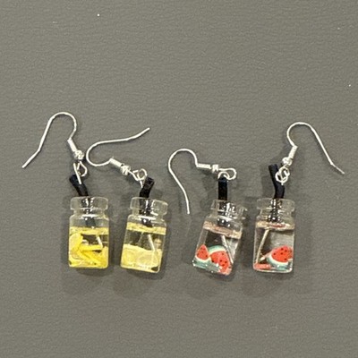 Two sets of moonshine 3-D hook earrings new without tags watermelon and lemon
