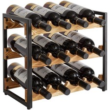 Portabottiglie in legno e ferro vintage, 12 bottiglie, cantinette vino, stand...