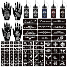 Moricher Henna tattoo kit Temporary Tattoo Kits 5 cones 96 Stencils Gifts for DI