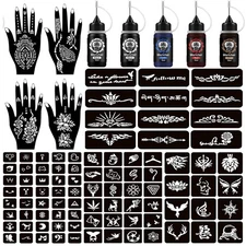 Moricher Henna tattoo kit Temporary Tattoo Kits 5 cones 96 Stencils Gifts for DI