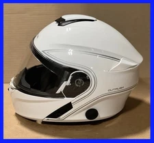(L) Sena Outrush Modular Flip-up Motorcycle Helmet Glossy White Bluetooth 