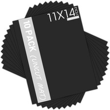 Mat Board Center, 10 Pack 11x14 Black Uncut Mat Boards/Backing Matt Boards fo...