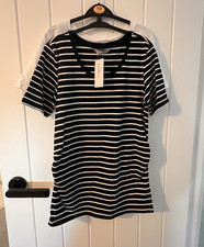 George Maternity Striped T-Shirt Black/White Short Sleeve Round Neck Size 10