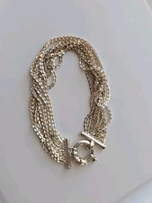 Italy 925 Milor 10 Strand Bracelet With Toggle Clasp 8"