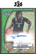 Tre Norman 2024 Bowman University Chrome Prospects Auto Green Shimmer Refractor