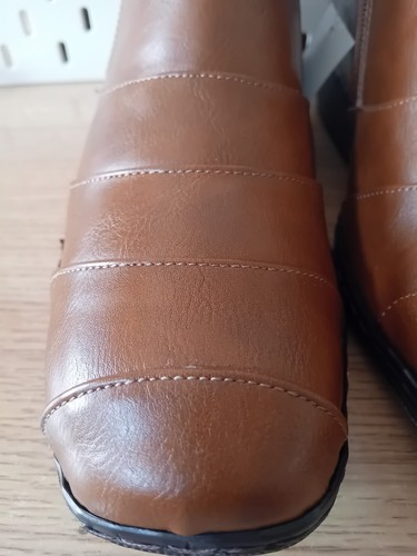 Ladies Damart Nutmeg Boots Double Zip Fastening Uk 8E Low Wedge Air Cushion - Picture 5 of 24