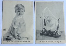2 cartoline antiche con il principe di Napoli e la principessa Maria Pia