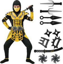 Red Ninja Costume for Boys, Kids Halloween Dress Up Accessory Party Set