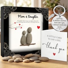 Mom Birthday Gifts from Daughter, Pebble Art Frame 4.7L" x 4.7W" Mom  Daughter