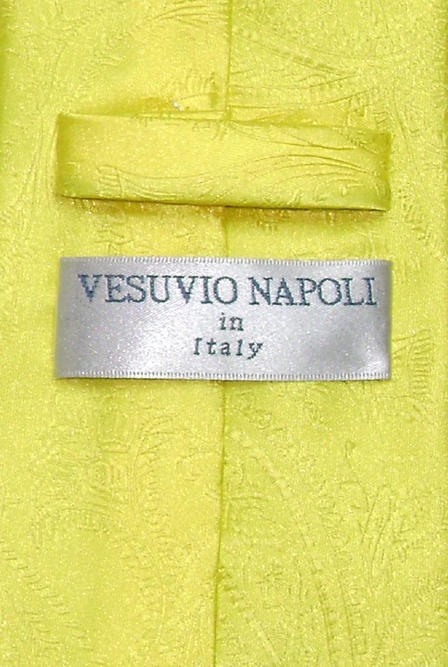 Conjunto de lenço masculino combinando com gravata Vesuvio Napoli amarelo PAISLEY - Imagem 2 de 2