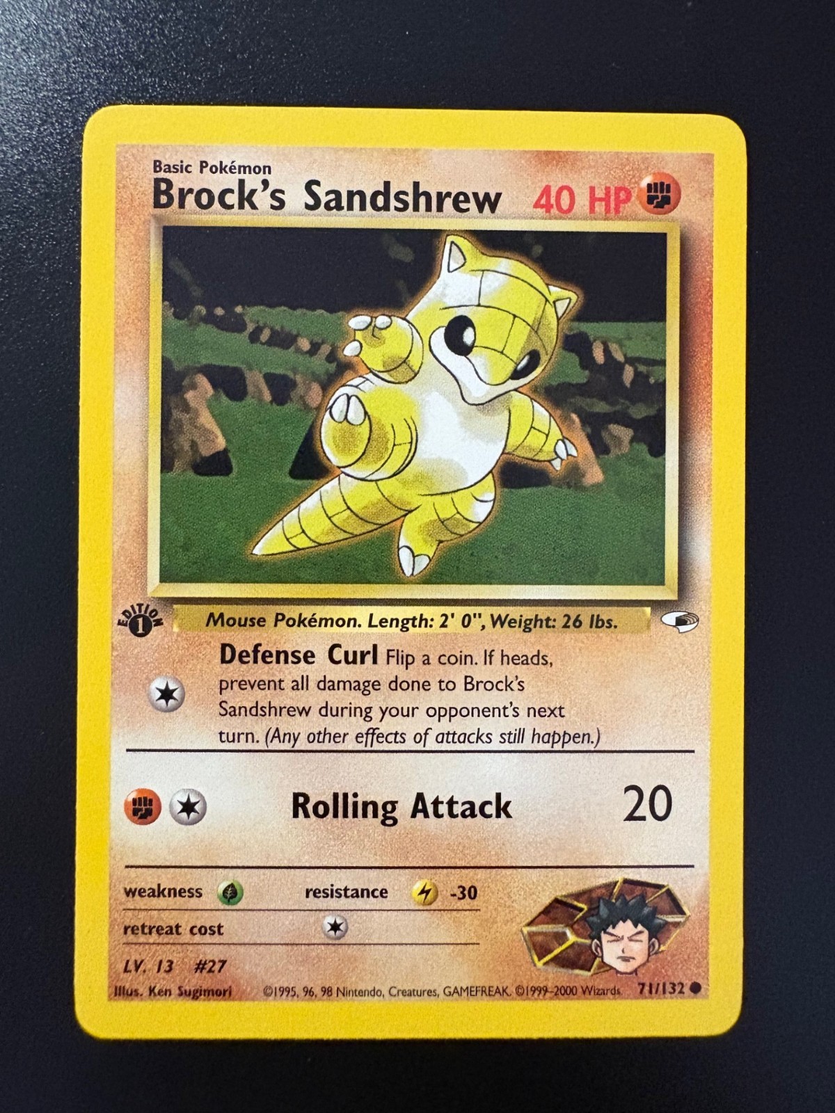Pokemon TCG 2000 Gym Heroes First Edition Brock's Sandshrew (71/132) -NM