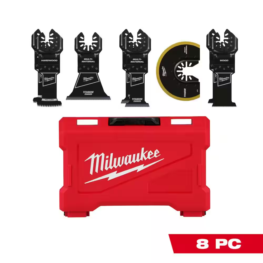 8pc Titanium Bi-Metal Multi-Tool Blade Kit for Wood Metal PVC Fast Clean Cuts
