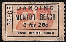 Mentor Beach Playland / Mentor Amusement Dance Ticket 1924 Scarce