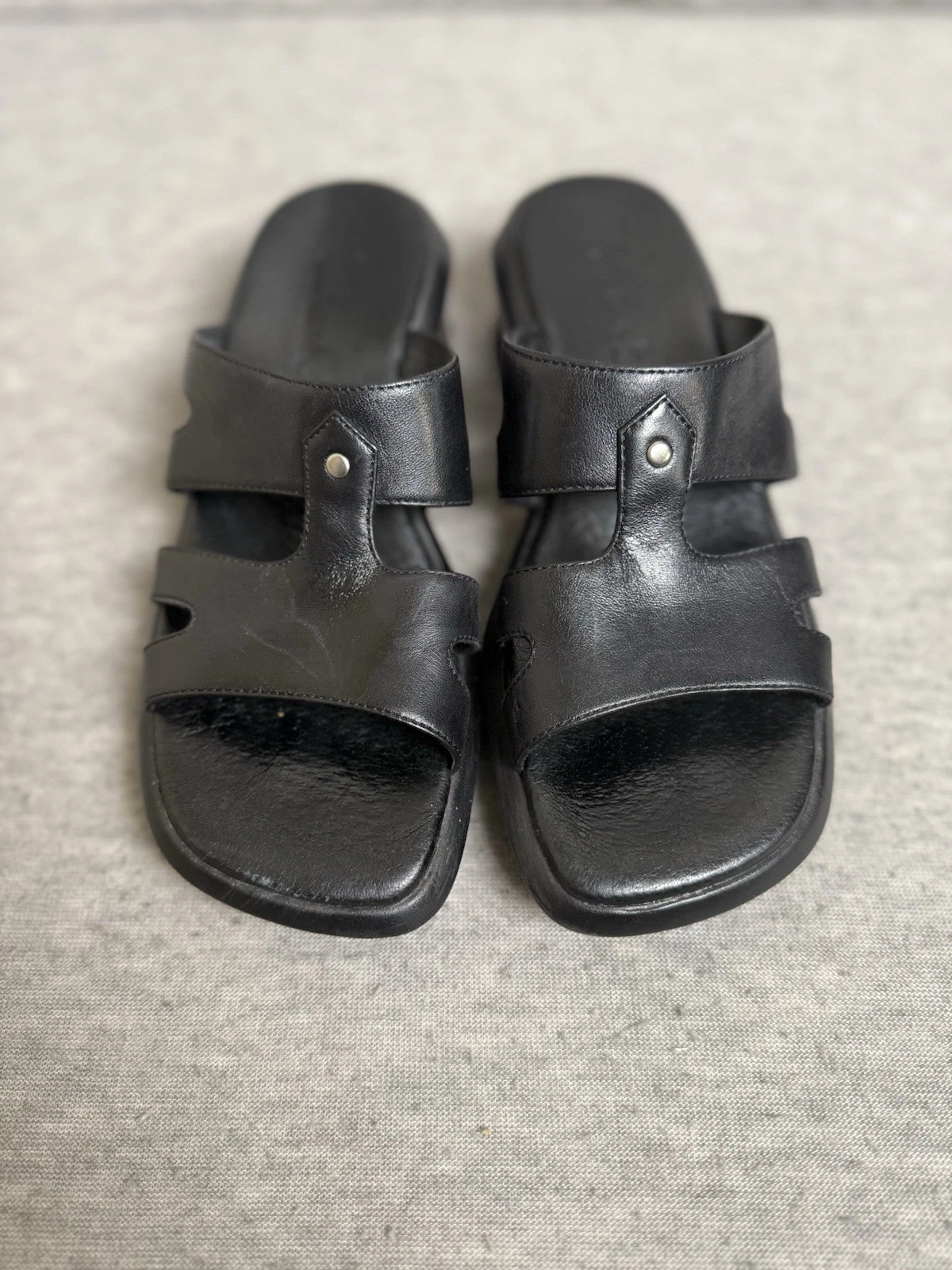 CLARKS 36665 SANDALI SLIP ON DONNA NERI IN PELLE PUNTA APERTA TAGLIA 6M