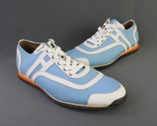 Zapato Deportivo Hermes Auténtico Nuevo Sin Caja Para Hombre Kool Azul Blanco Lona Cuero 43 1/2 10.5